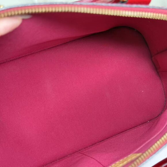 Louis Vuitton Red Alma MM Top Handle Bag Monogram Vernis - Picture 10 of 10